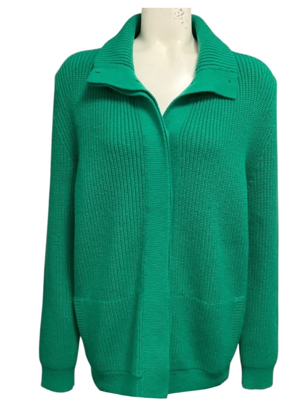 TOM FORD GREEN WOOL AND CASHMERE KNIT CARDIGAN SWEATER